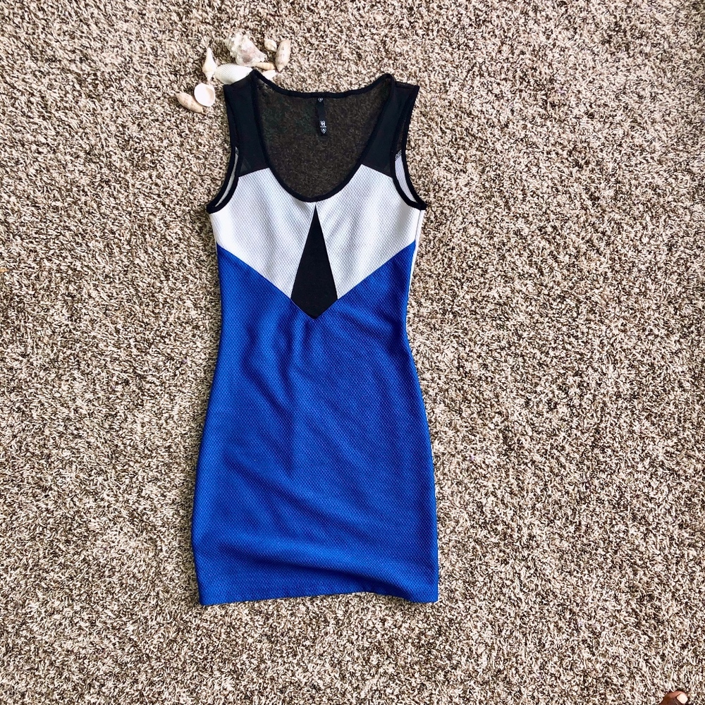 blue, black, and white dress- love culture